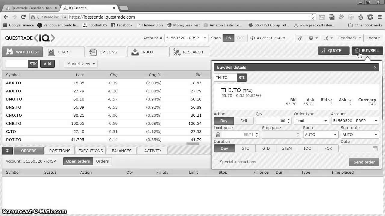 Questrade Tutorial: How To Buy And Sell Shares And ETFs